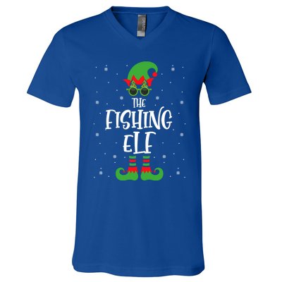 The Fishing Elf Funny Christmas Elf Fisher Fishing Family Meaningful Gift V-Neck T-Shirt