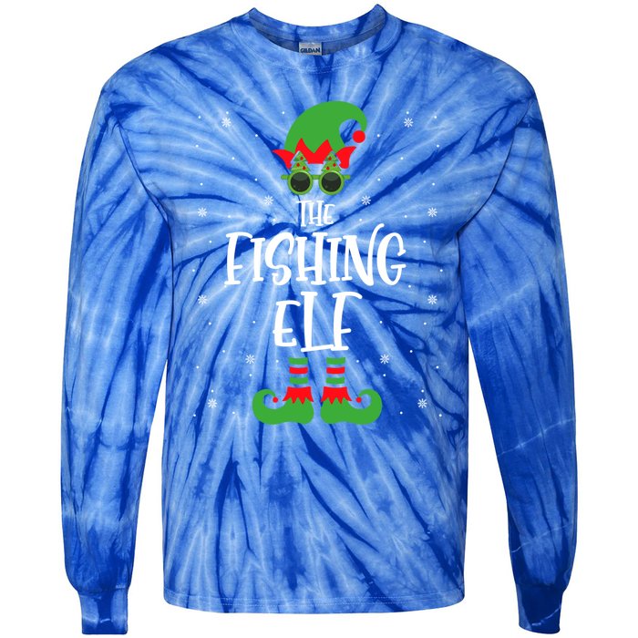 The Fishing Elf Funny Christmas Elf Fisher Fishing Family Meaningful Gift Tie-Dye Long Sleeve Shirt