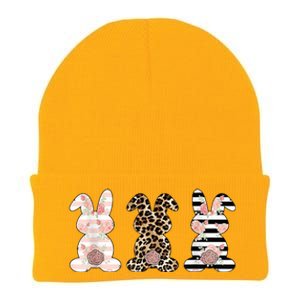 Trio Floral Easter Bunny Cute Knit Cap Winter Beanie