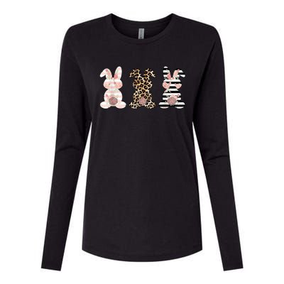 Trio Floral Easter Bunny Cute Womens Cotton Relaxed Long Sleeve T-Shirt