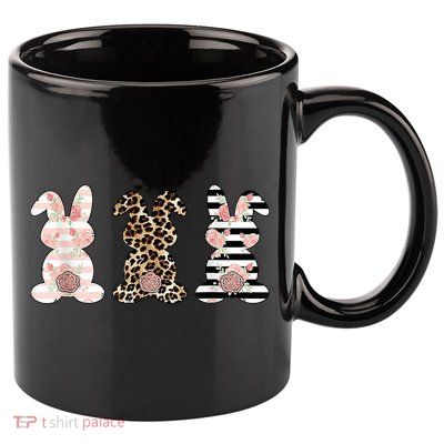 Trio Floral Easter Bunny Cute 11oz C Handle Ceramic Mug