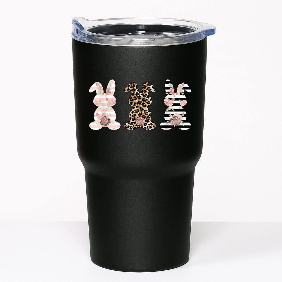 Trio Floral Easter Bunny Cute Tumbler