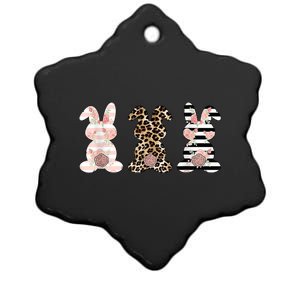 Trio Floral Easter Bunny Cute Ceramic Star Ornament