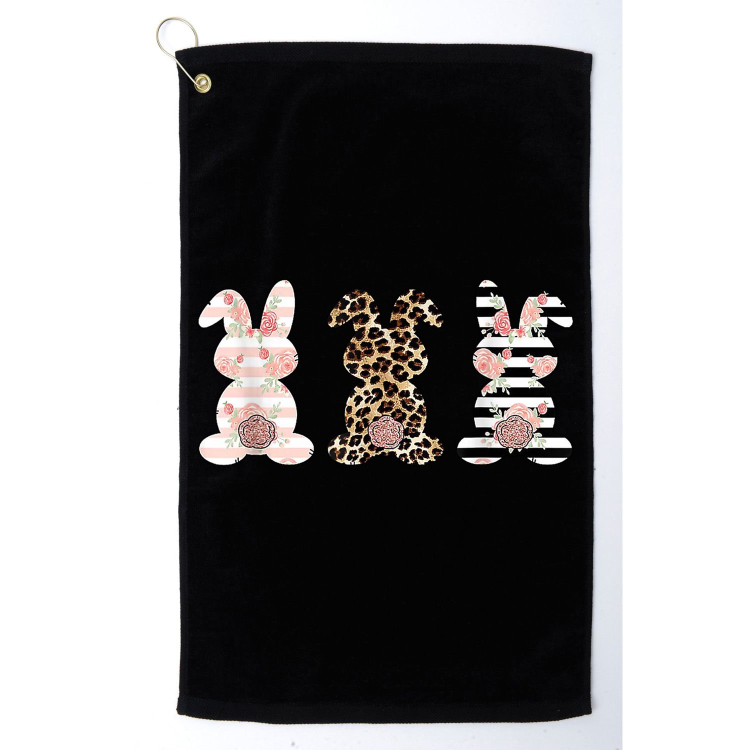 Trio Floral Easter Bunny Cute Golf Towel