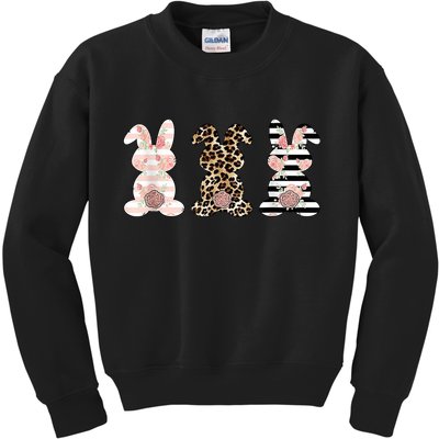 Trio Floral Easter Bunny Cute Kids Sweatshirt