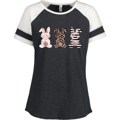 Trio Floral Easter Bunny Cute Enza Ladies Jersey Colorblock Tee