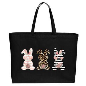 Trio Floral Easter Bunny Cute Cotton Canvas Jumbo Tote