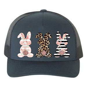 Trio Floral Easter Bunny Cute Yupoong Adult 5-Panel Trucker Hat