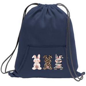 Trio Floral Easter Bunny Cute Sweatshirt Cinch Pack Bag