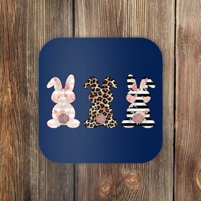 Trio Floral Easter Bunny Cute Coaster