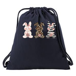 Trio Floral Easter Bunny Cute Drawstring Bag