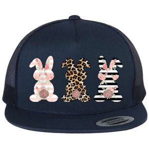 Trio Floral Easter Bunny Cute Flat Bill Trucker Hat