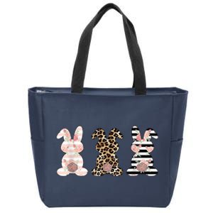 Trio Floral Easter Bunny Cute Zip Tote Bag