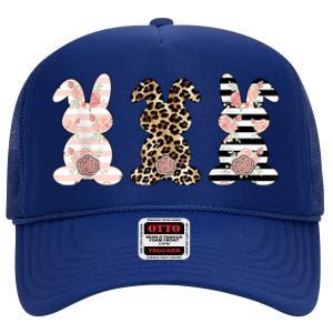 Trio Floral Easter Bunny Cute High Crown Mesh Back Trucker Hat