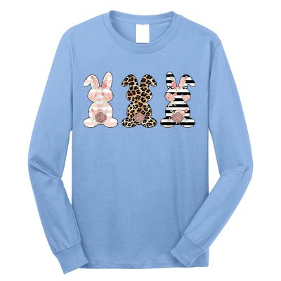 Trio Floral Easter Bunny Cute Long Sleeve Shirt