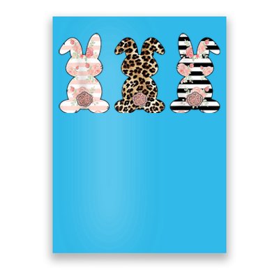 Trio Floral Easter Bunny Cute Poster