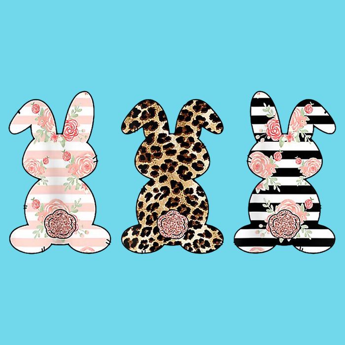 Trio Floral Easter Bunny Cute Poster