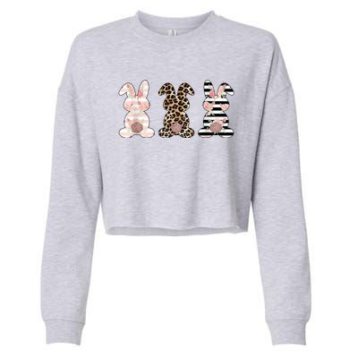 Trio Floral Easter Bunny Cute Cropped Pullover Crew