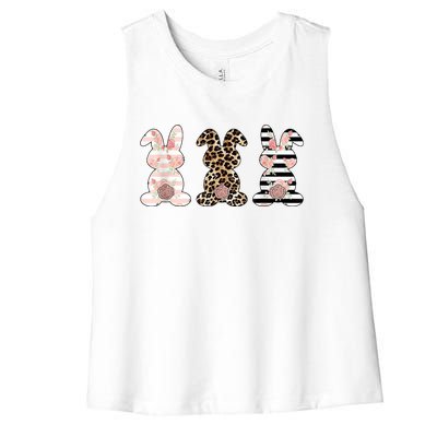 Trio Floral Easter Bunny Cute Women's Racerback Cropped Tank