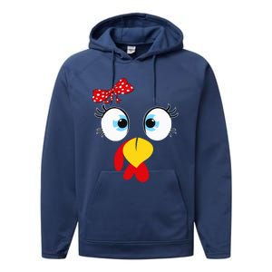 Turkey Face Eyelashes Glasses Funny Thanksgiving Great Gift Performance Fleece Hoodie