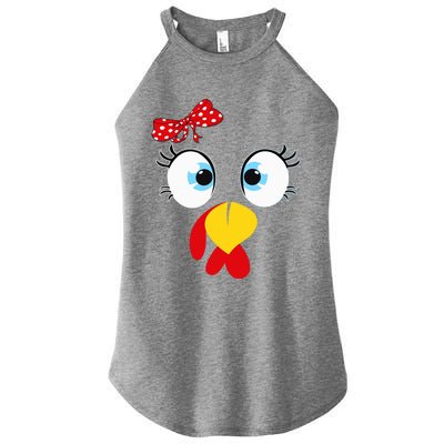 Turkey Face Eyelashes Glasses Funny Thanksgiving Great Gift Women’s Perfect Tri Rocker Tank