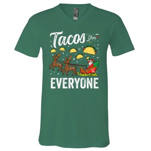 Tacos For Everyone Christmas Taco Funny Xmas Santa Family V-Neck T-Shirt