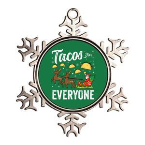 Tacos For Everyone Christmas Taco Funny Xmas Santa Family Metallic Star Ornament