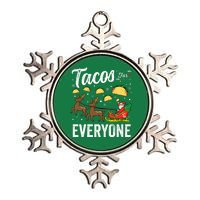 Tacos For Everyone Christmas Taco Funny Xmas Santa Family Metallic Star Ornament