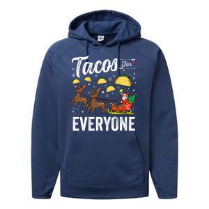 Tacos For Everyone Christmas Taco Funny Xmas Santa Family Performance Fleece Hoodie