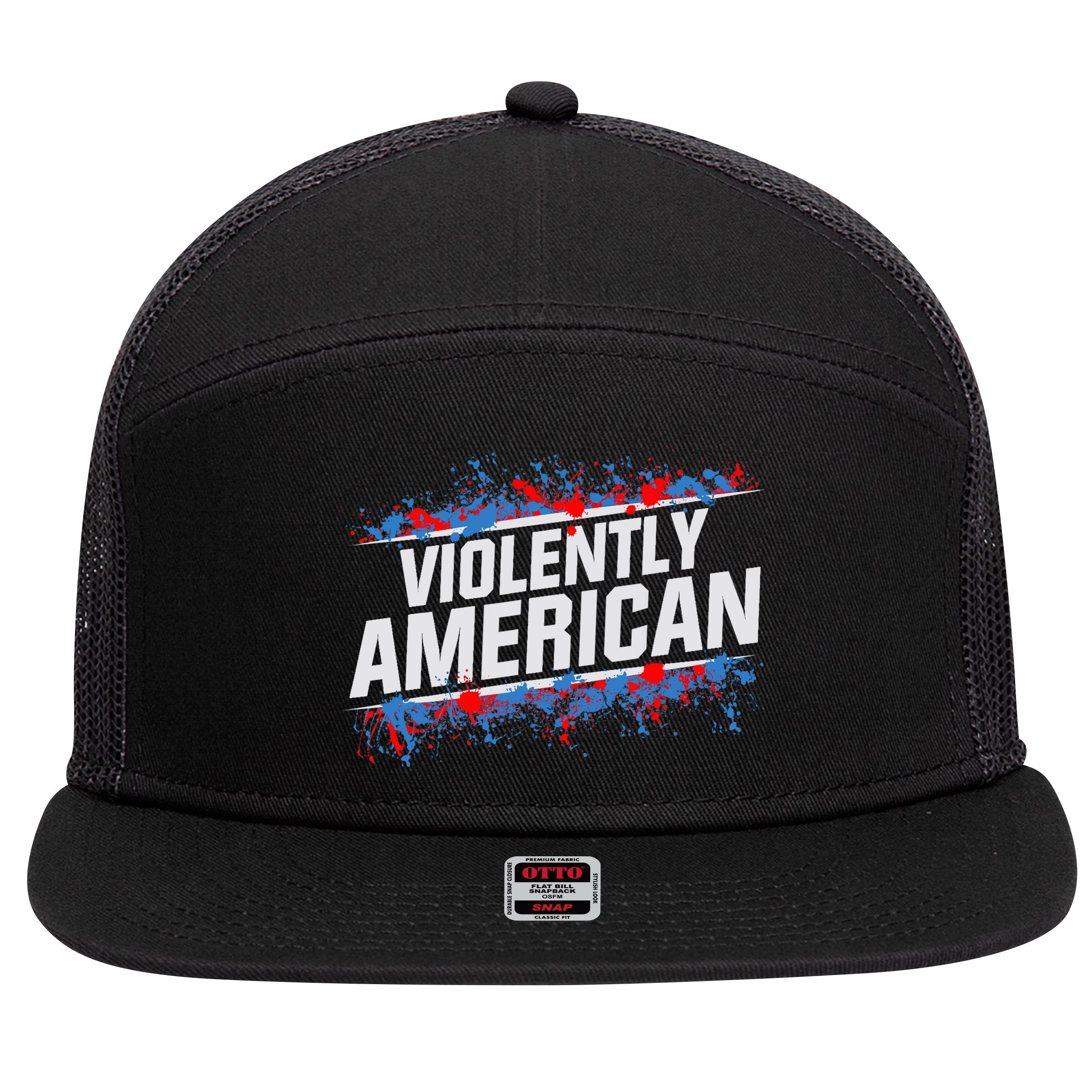 The Fat Electrician Violently American 7 Panel Mesh Trucker Snapback Hat