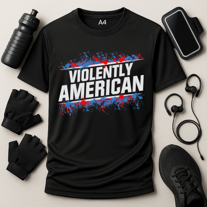 The Fat Electrician Violently American Cooling Performance Crew T-Shirt