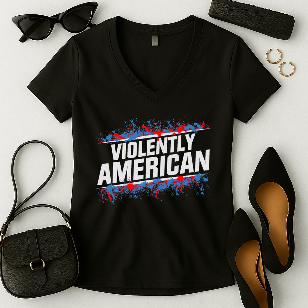 The Fat Electrician Violently American Women's V-Neck T-Shirt