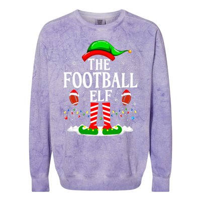 The Football Elf Xmas American Football Christmas Colorblast Crewneck Sweatshirt