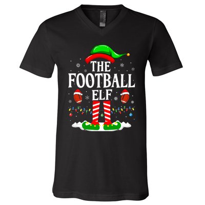 The Football Elf Xmas American Football Christmas V-Neck T-Shirt