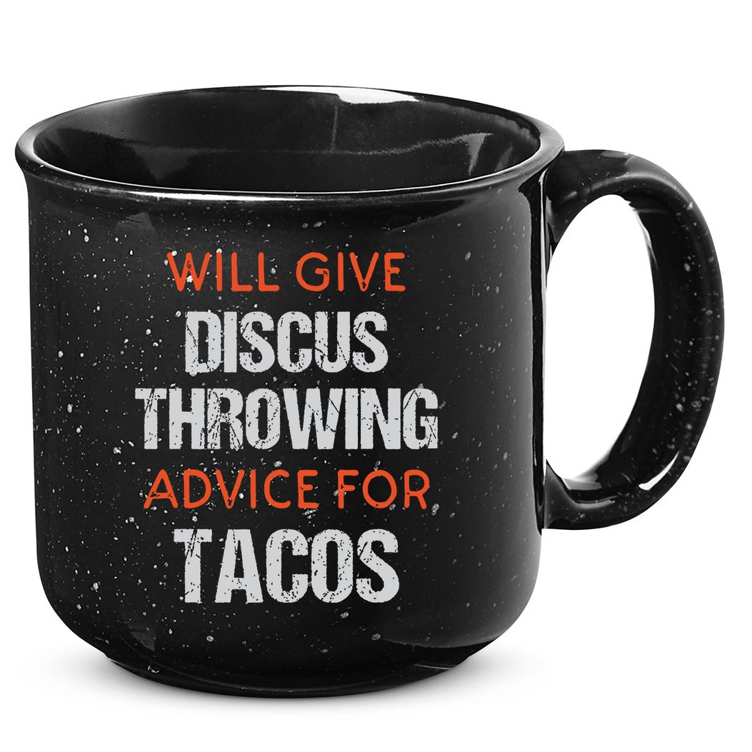Track Field Events Throwing Humor Funny Discus Thrower 15oz Campfire Ceramic Mug