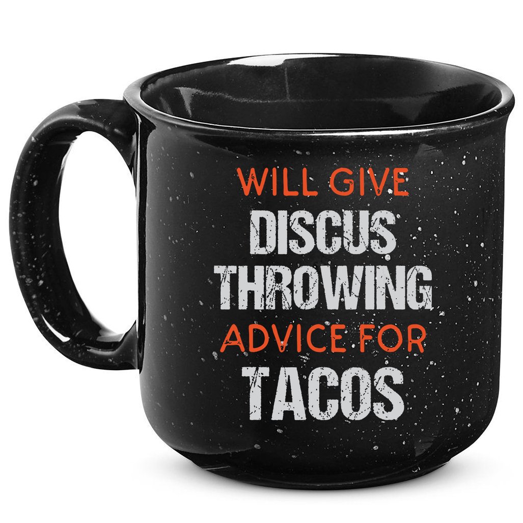 Track Field Events Throwing Humor Funny Discus Thrower 15oz Campfire Ceramic Mug