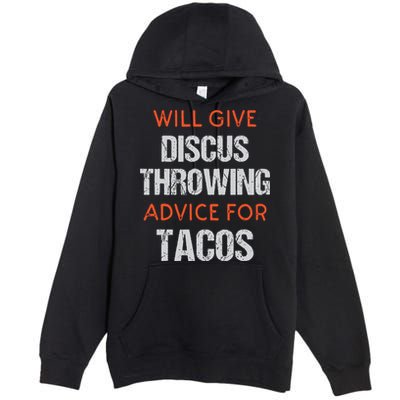Track Field Events Throwing Humor Funny Discus Thrower Premium Pullover Hoodie