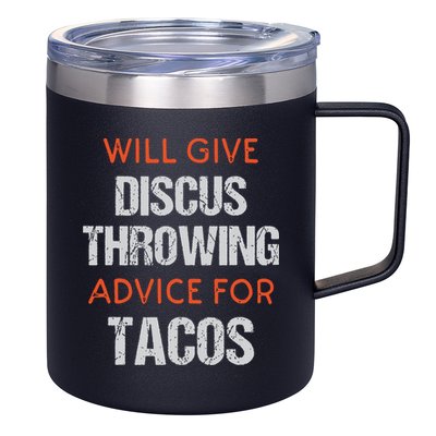 Track Field Events Throwing Humor Funny Discus Thrower 12oz Stainless Steel Coffee Mug
