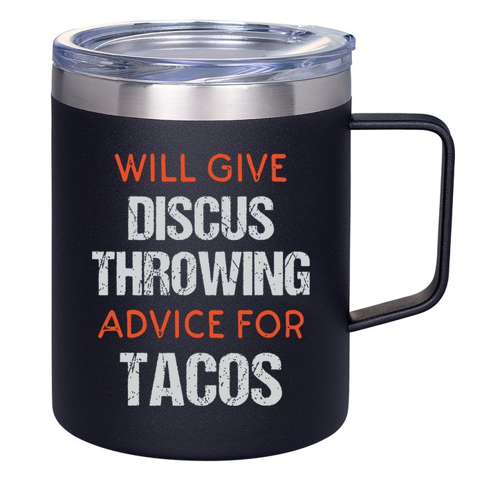 Track Field Events Throwing Humor Funny Discus Thrower 12oz Stainless Steel Coffee Mug