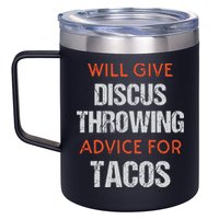 Track Field Events Throwing Humor Funny Discus Thrower 12oz Stainless Steel Coffee Mug