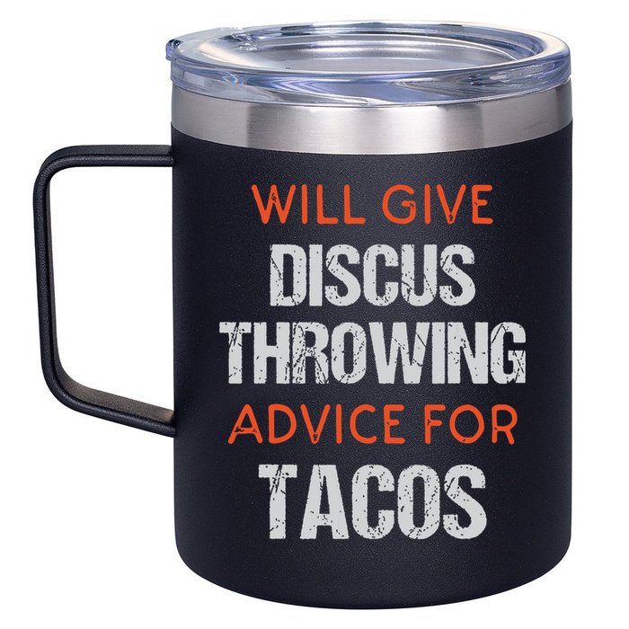 Track Field Events Throwing Humor Funny Discus Thrower 12oz Stainless Steel Coffee Mug