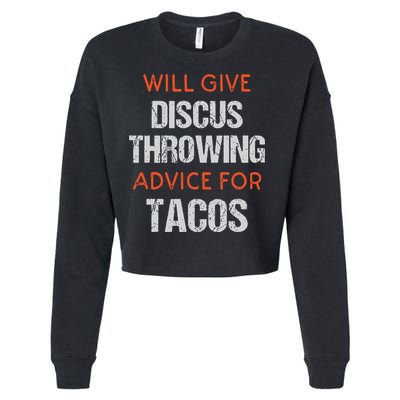 Track Field Events Throwing Humor Funny Discus Thrower Cropped Pullover Crew
