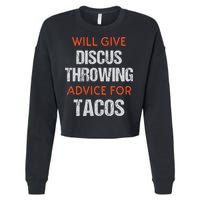 Track Field Events Throwing Humor Funny Discus Thrower Cropped Pullover Crew
