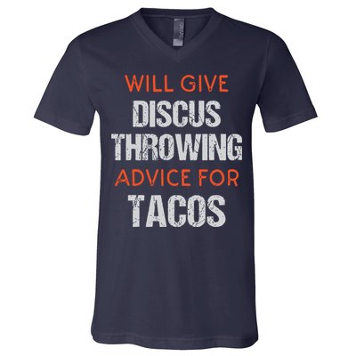 Track Field Events Throwing Humor Funny Discus Thrower V-Neck T-Shirt