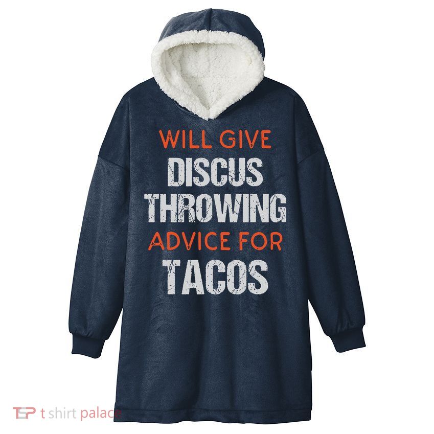 Track Field Events Throwing Humor Funny Discus Thrower Hooded Wearable Blanket