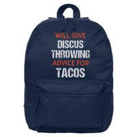 Track Field Events Throwing Humor Funny Discus Thrower 16 in Basic Backpack