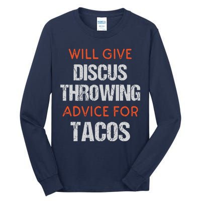 Track Field Events Throwing Humor Funny Discus Thrower Tall Long Sleeve T-Shirt