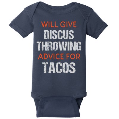 Track Field Events Throwing Humor Funny Discus Thrower Baby Bodysuit