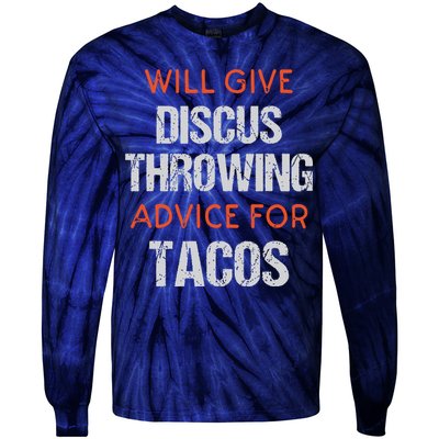 Track Field Events Throwing Humor Funny Discus Thrower Tie-Dye Long Sleeve Shirt