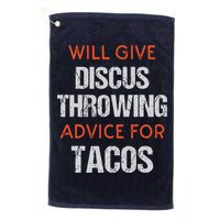 Track Field Events Throwing Humor Funny Discus Thrower Golf Towel
